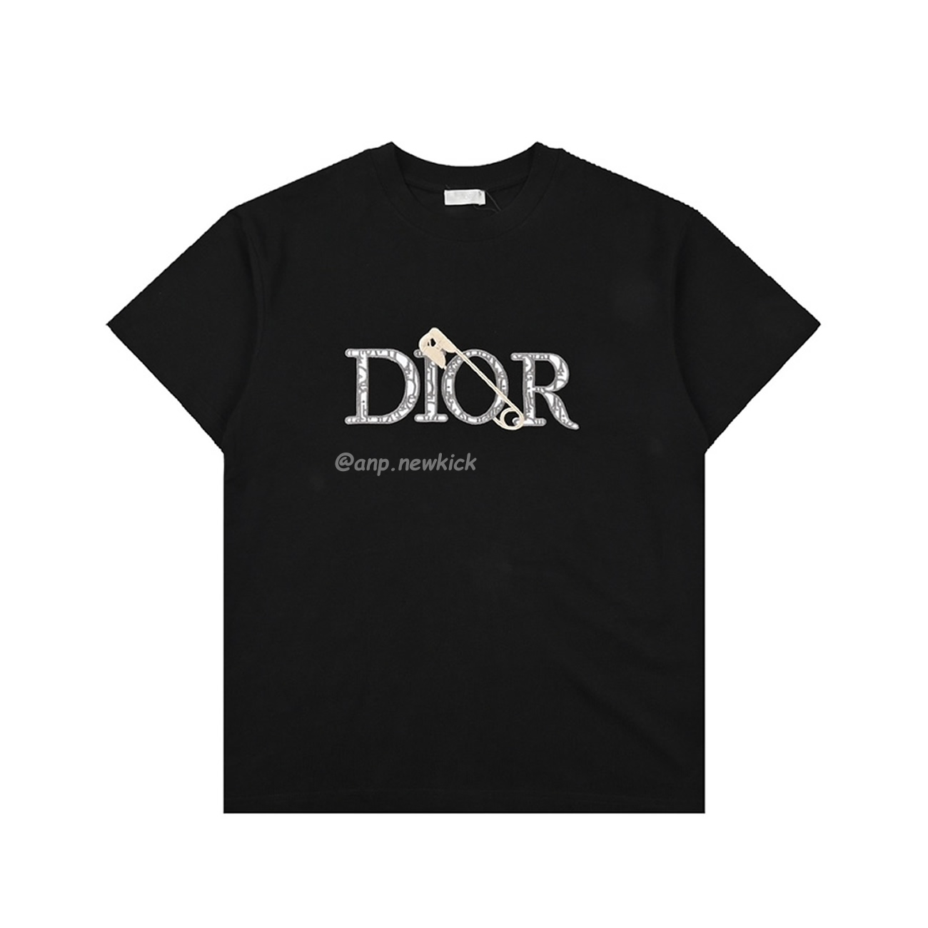 Dior Classic Letter Pin Embroidered Round Neck Short Sleeved T Shirt (1) - newkick.app